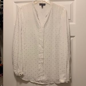 The Limited - white blouse with gold sparkle details.